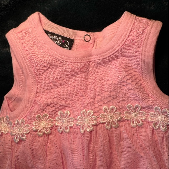 DDG Darlings Pink Daisy Lace Easter Baby Girls Infant Bodysuit Dress Spring - Picture 2 of 6